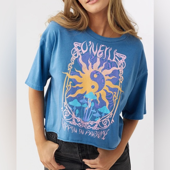 O'Neill Oversized Crop Trippin Graphic Tee Sz L - Picture 1 of 9
